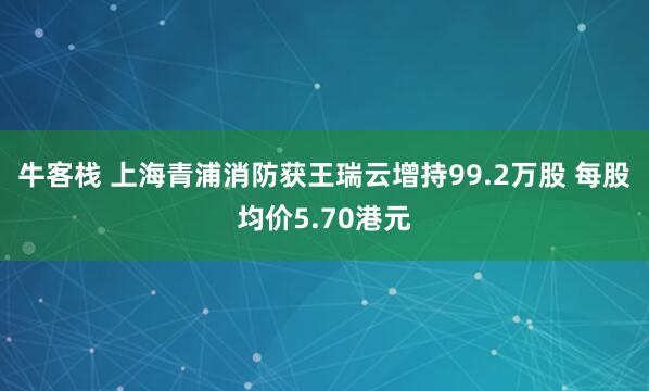 牛客栈 上海青浦消防获王瑞云增持99.2万股 每股均价5.70港元