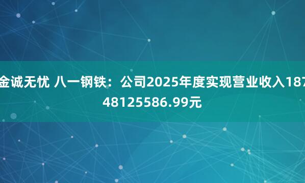 金诚无忧 八一钢铁：公司2025年度实现营业收入18748125586.99元