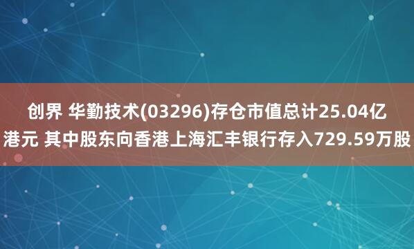 创界 华勤技术(03296)存仓市值总计25.04亿港元 其中股东向香港上海汇丰银行存入729.59万股