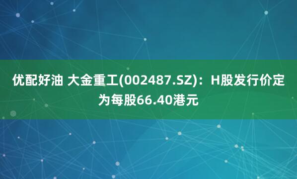 优配好油 大金重工(002487.SZ)：H股发行价定为每股66.40港元