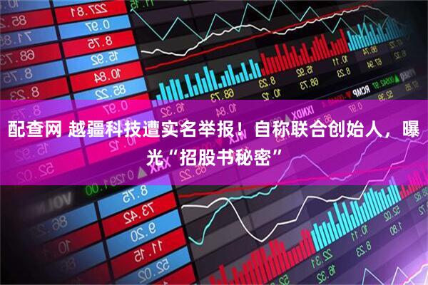 配查网 越疆科技遭实名举报！自称联合创始人，曝光“招股书秘密”
