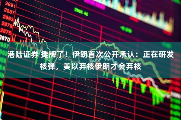 港陆证券 摊牌了！伊朗首次公开承认：正在研发核弹，美以弃核伊朗才会弃核