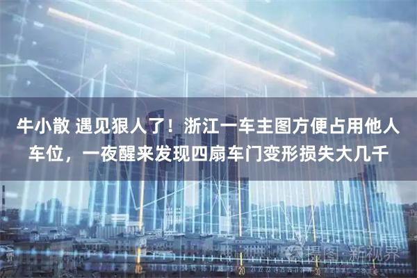 牛小散 遇见狠人了！浙江一车主图方便占用他人车位，一夜醒来发现四扇车门变形损失大几千